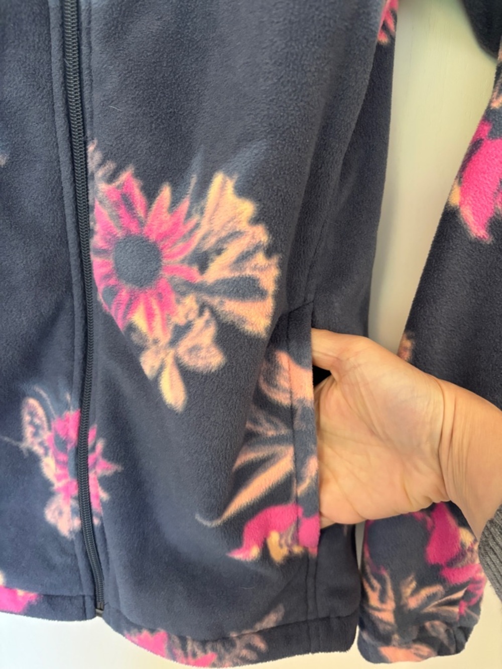 Columbia Kids Floral Fleece Zip Jacket Size XL Hiking Everyday Soft Cozy Granola - Picture 4 of 9